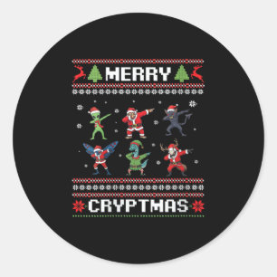 Womens Merry Cryptmas Dabbing Cryptid Monsters Fun Classic Round Sticker