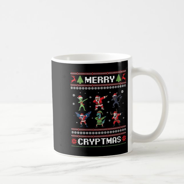 Womens Merry Cryptmas Dabbing Cryptid Monsters Fun Coffee Mug (Right)