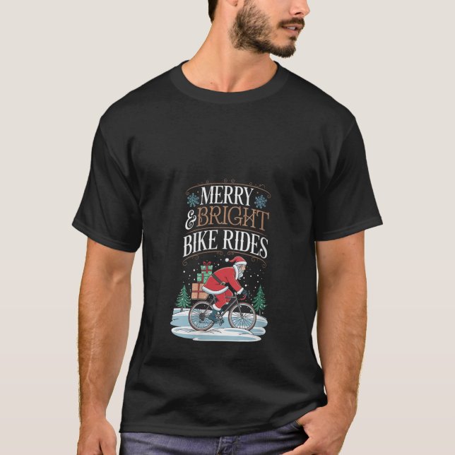 Womens Merry Cycling Bright Bike Rides Christmas V T-Shirt (Front)