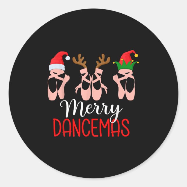 Womens Merry Dancemas Ballet Dancer Teacher Christ Classic Round Sticker (Front)