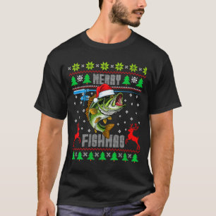 Womens Merry Fishmas B Fish Fishing Funny Ugly Chr T-Shirt