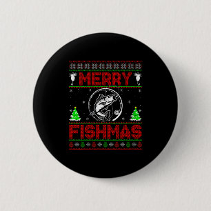 Womens Merry Fishmas B Fish Fishing Ugly Christmas 6 Cm Round Badge