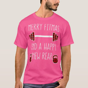Womens Merry Fitmas Buffalo Plaid Funny Christmas T-Shirt