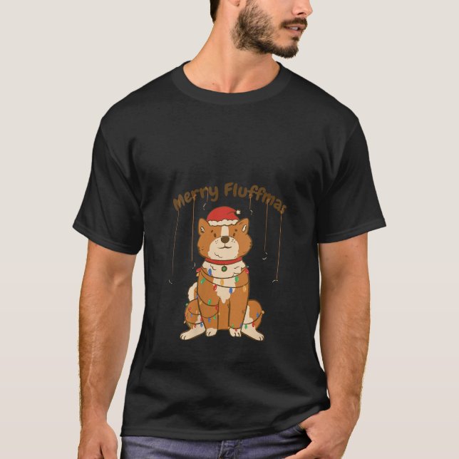 Womens Merry Fluffmas Cute Kawaii Shiba Inu Christ T-Shirt (Front)
