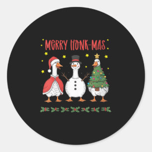 Womens Merry Honk-mas Funny Goose Christmas Humor  Classic Round Sticker
