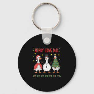 Womens Merry Honk-mas Funny Goose Christmas Humor  Key Ring