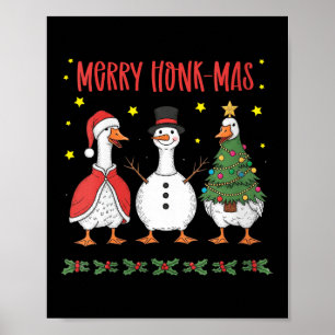 Womens Merry Honk-mas Funny Goose Christmas Humor Poster