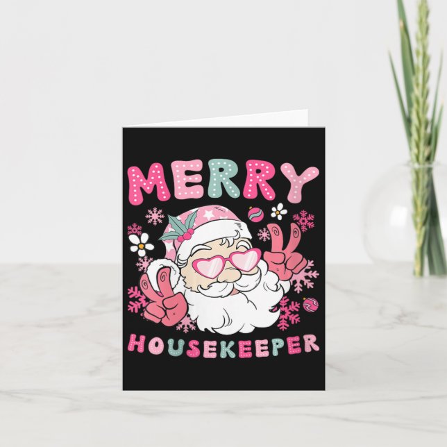 Womens Merry Housekeeper Christmas Housekeeping Xm Card (Front)