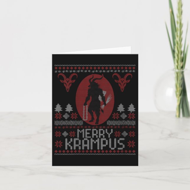 Womens Merry Krampus Horror Creepy Evil Funny Ugly Card (Front)