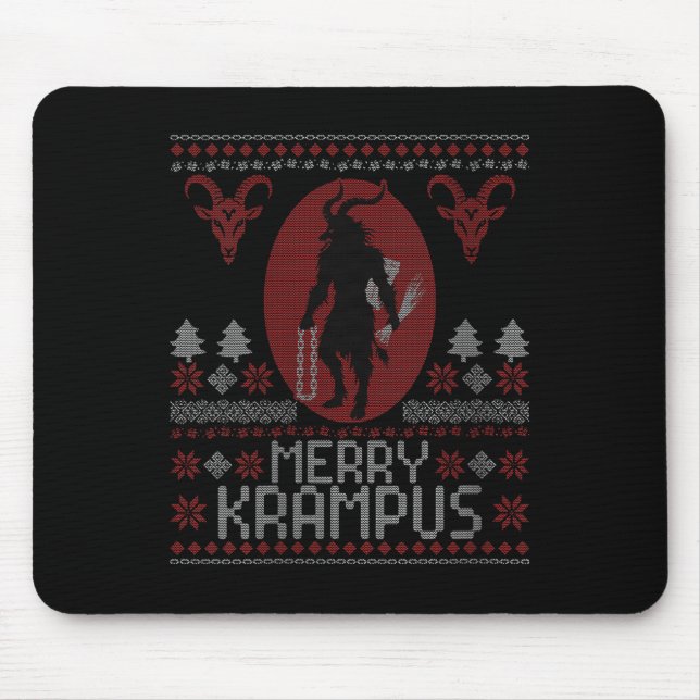 Womens Merry Krampus Horror Creepy Evil Funny Ugly Mouse Mat (Front)