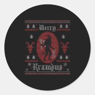 Womens Merry Krampus Horror Soky Evil Funny Ugly C Classic Round Sticker