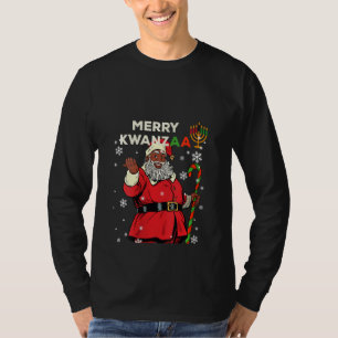 Womens Merry Kwanzaa Santa Claus Black Christmas A T-Shirt