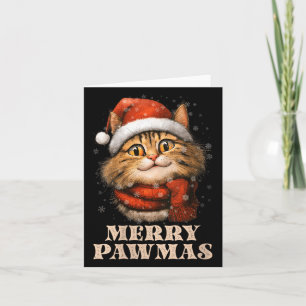 Womens Merry Pawmas Funny Santa Cat Christmas For  Card
