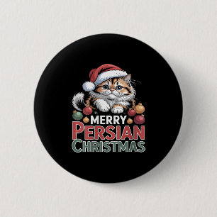 Womens Merry Persian Christmas Cute Cat V-neck  6 Cm Round Badge