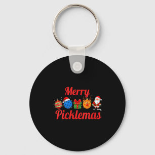 Womens merry picklemas, funny pickle ball christma key ring