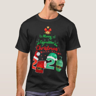 Womens Merry Quarantine Christmas 2021 VNeck T-Shirt