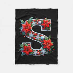 Womens Merry S Letter Insettia Snowflakes V-neck  Fleece Blanket