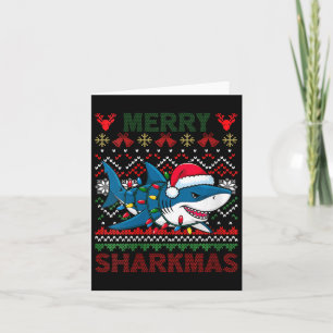 Womens Merry Sharkmas Ugly Christmas Shark Santa H Card