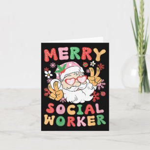 Womens Merry Social Worker Christmas Social Worker Card