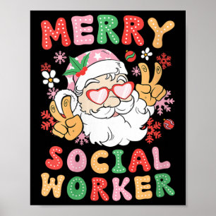 Womens Merry Social Worker Christmas Social Worker Poster