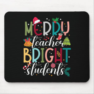 Womens Merry Teacher Bright Students Christmas Hol Mouse Mat