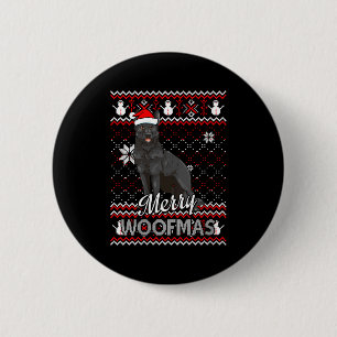 Womens Merry Woofmas Black German Shepherd Dog San 6 Cm Round Badge
