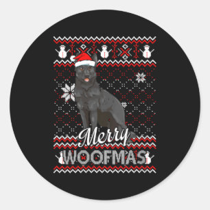 Womens Merry Woofmas Black German Shepherd Dog San Classic Round Sticker