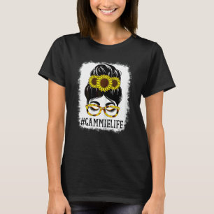 Womens Messy Bun Gammie Life Grandma Sunflowers Cu T-Shirt