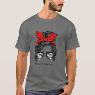 Womens Messy Bun Hair Glasses Rottweiler Mum Life T-Shirt