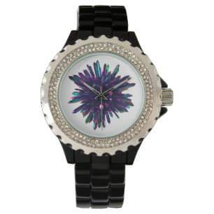 *~* Women's Metallic Blue Purple Crystal Watch