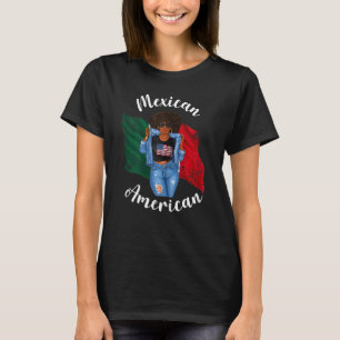 Womens Mexican American Afro Woman Queen Diva Mum  T-Shirt