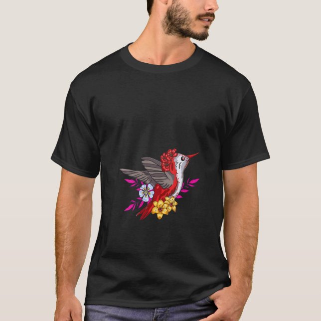 Womens Mexican Humming Bird With Flowers For The D T-Shirt (Front)