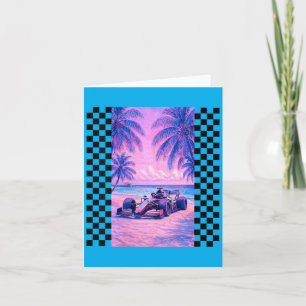 Womens Miami Racing Palm Tree Beach Scene Card