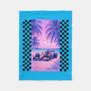 Womens Miami Racing Palm Tree Beach Scene Fleece Blanket