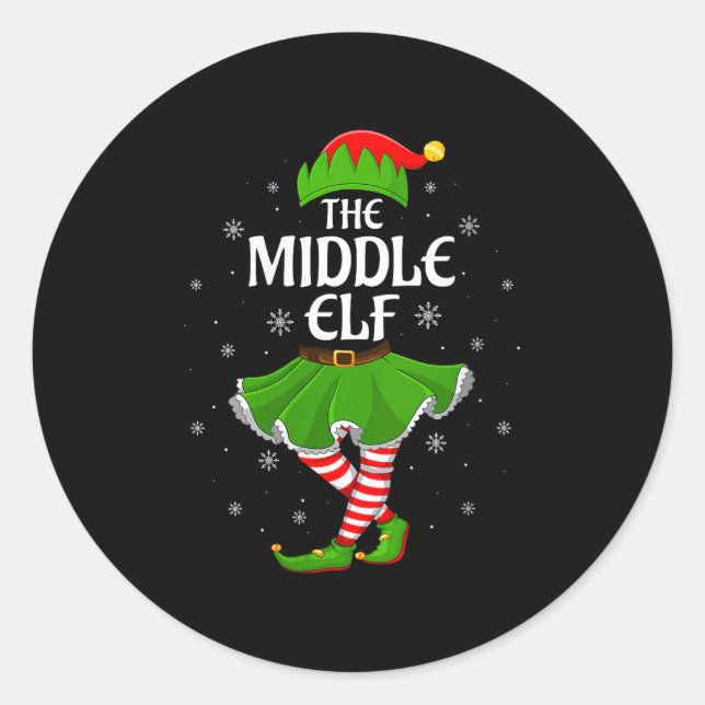 Womens Middle Elf Christmas Family Girls Women Elf Classic Round Sticker (Front)