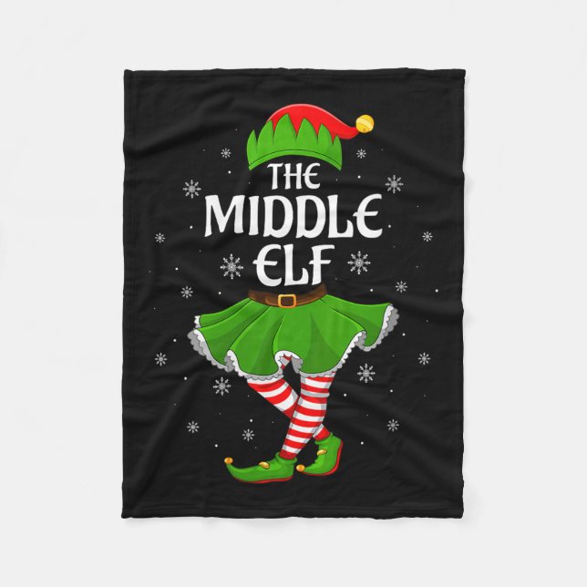 Womens Middle Elf Christmas Family Girls Women Elf Fleece Blanket (Front)