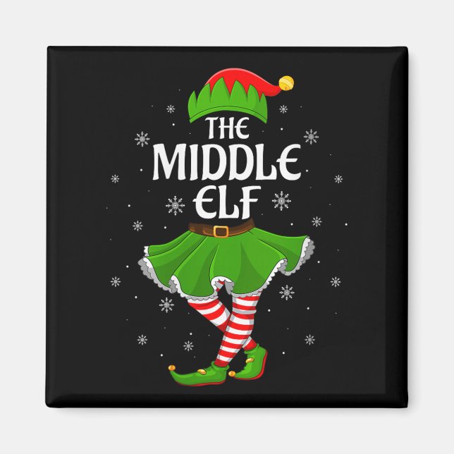 Womens Middle Elf Christmas Family Girls Women Elf Magnet (Front)