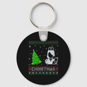 Womens Midwife Xmas Tree Lighting Ugly Christmas S Key Ring