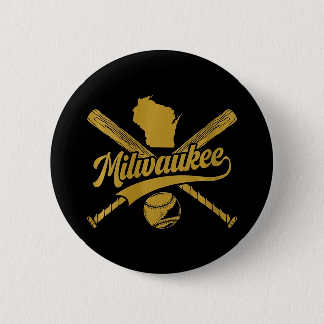 Womens Milwaukee Baseball Fan V-neck  6 Cm Round Badge (Front)