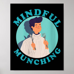 Womens Mindful Munching Funny Thanksgiving Workout Poster