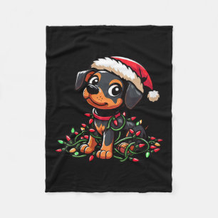 Womens Miniature Pinscher Christmas Lights Dog Fun Fleece Blanket