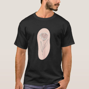 Womens Minimalistic Boho Tulip Flower Line Pastel T-Shirt