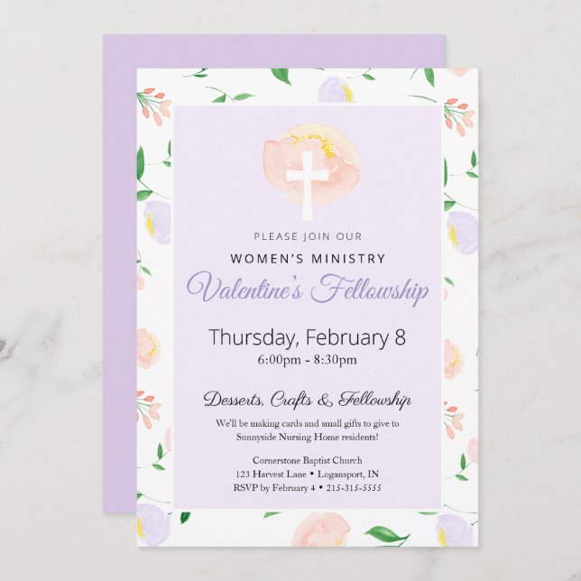 Women's Ministry Valentine's Fellowship Invitation (Front/Back)