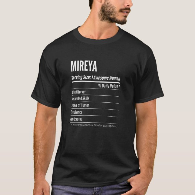 Womens Mireya  Nutritional Facts Serving Size Calo T-Shirt (Front)