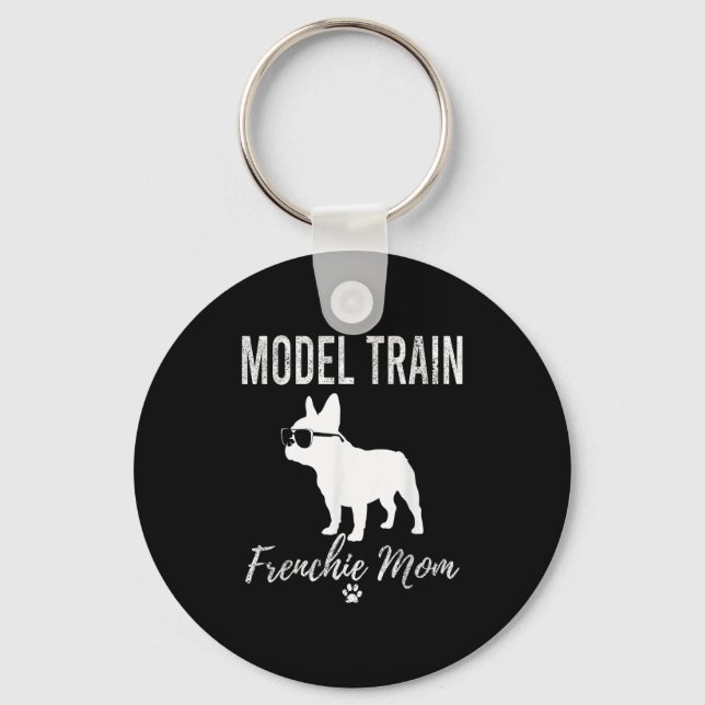 Womens Model Train Frenchie Mum Shirt Funny Dog Lo Key Ring (Front)