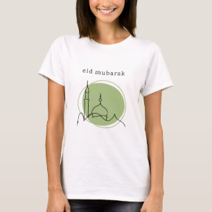 Women's Modern Eid Mubarak T-Shirt   Sage Green 