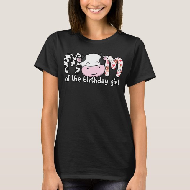 Womens Mom Of The Birthday Cow Girl Farm Family T-Shirt (Front)