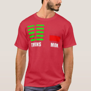 Womens Mom Twins Pregnancy Gender Announcement Mat T-Shirt