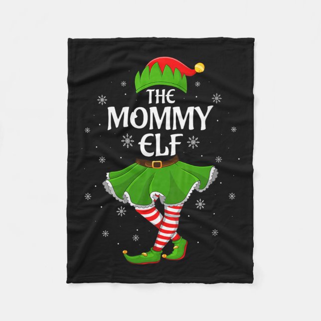 Womens Mommy Elf Christmas Family Girls Women Elf  Fleece Blanket (Front)