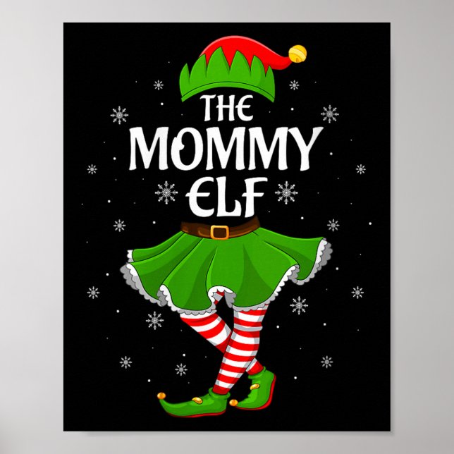 Womens Mommy Elf Christmas Family Girls Women Elf  Poster (Front)